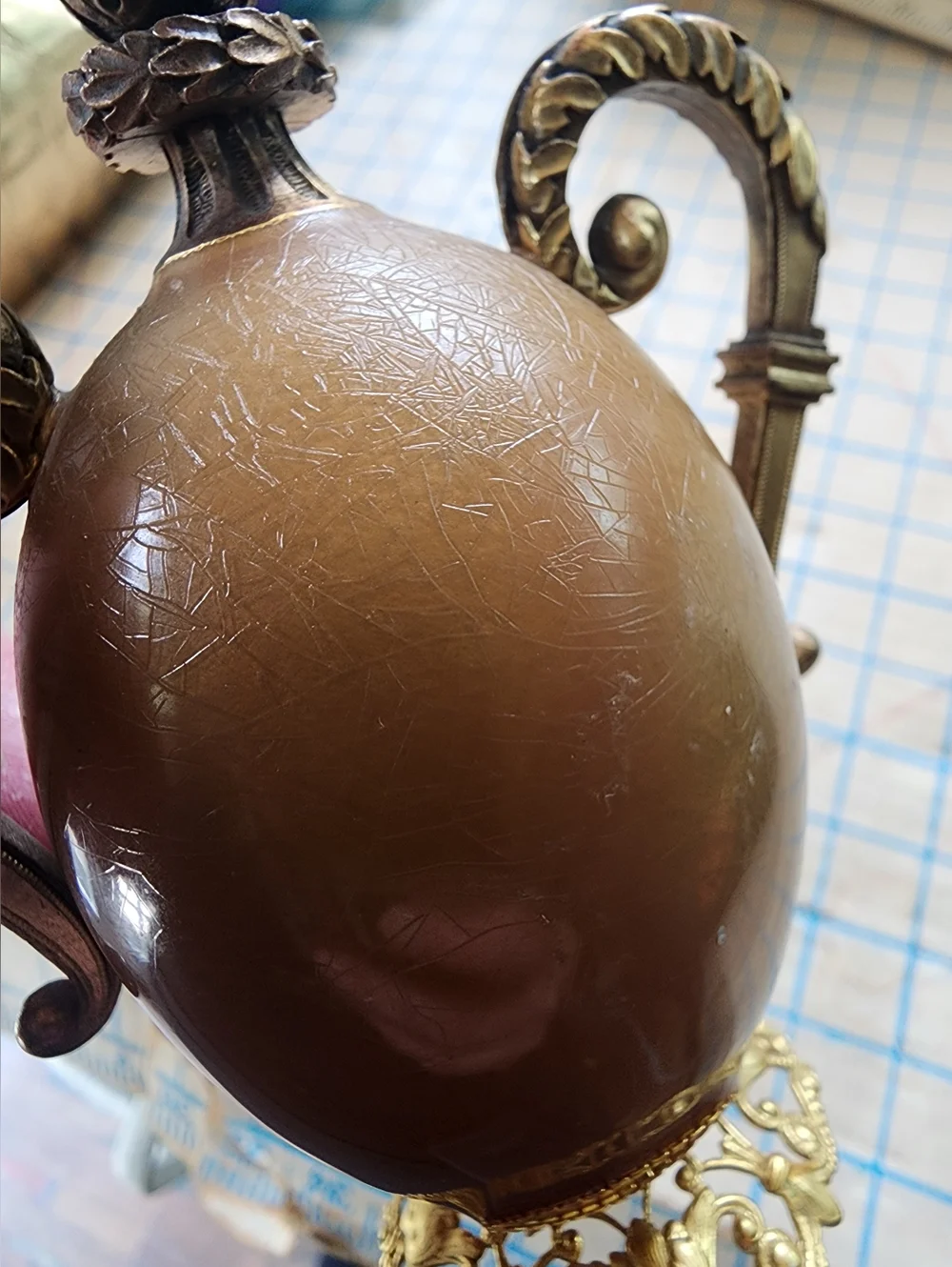 Vivian Alexander Antique Fabrege Egg Clock Brown Gold *needs Battery